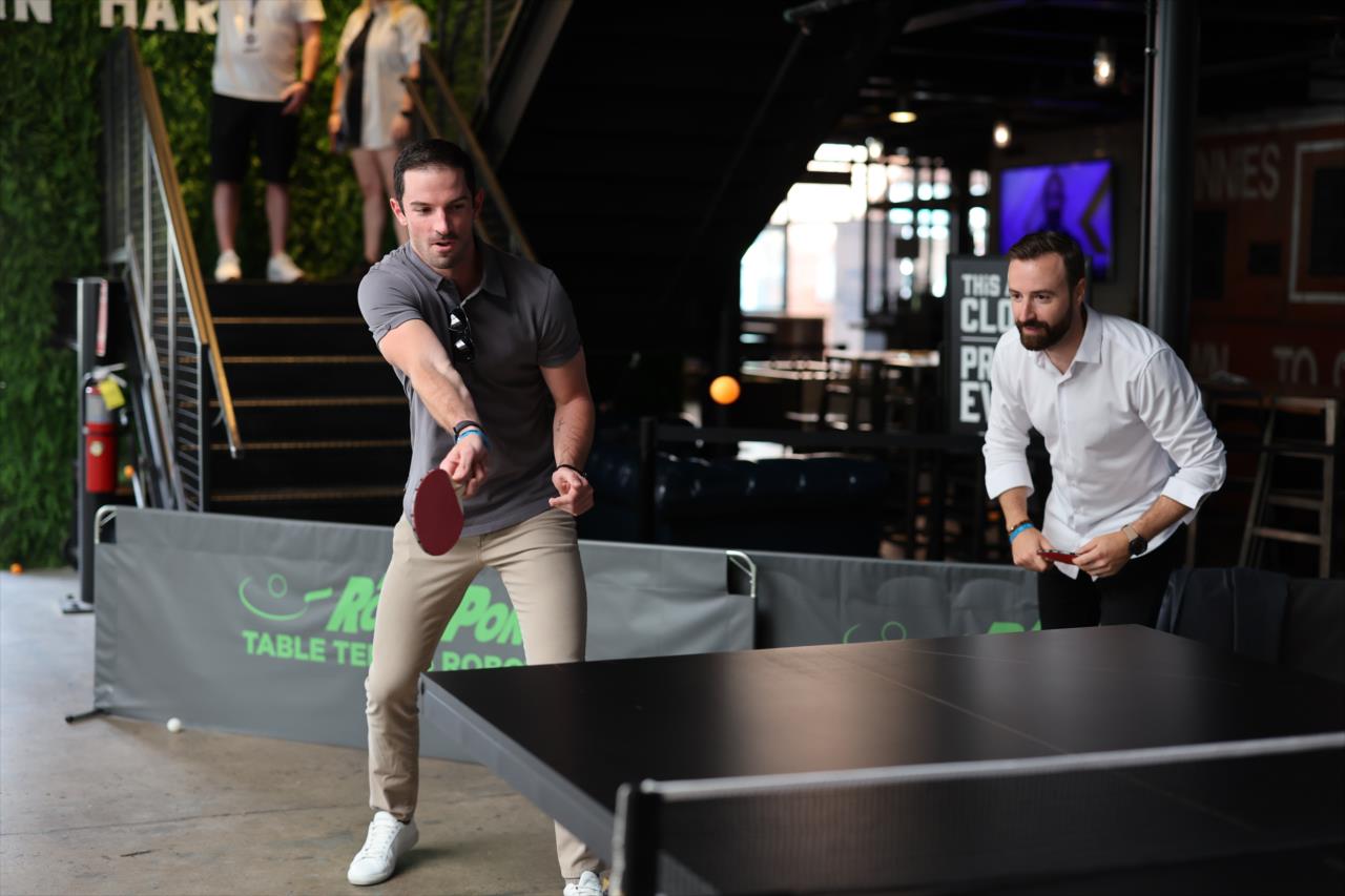 Alexander Rossi and James Hinchcliffe - Josef Newgarden's Celebrity Ping Pong Challenge - By: Chris Owens -- Photo by: Chris Owens